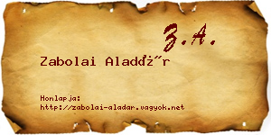 Zabolai Aladár névjegykártya